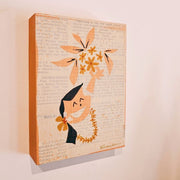 child plumeria picking art original by nick kuchar in pink