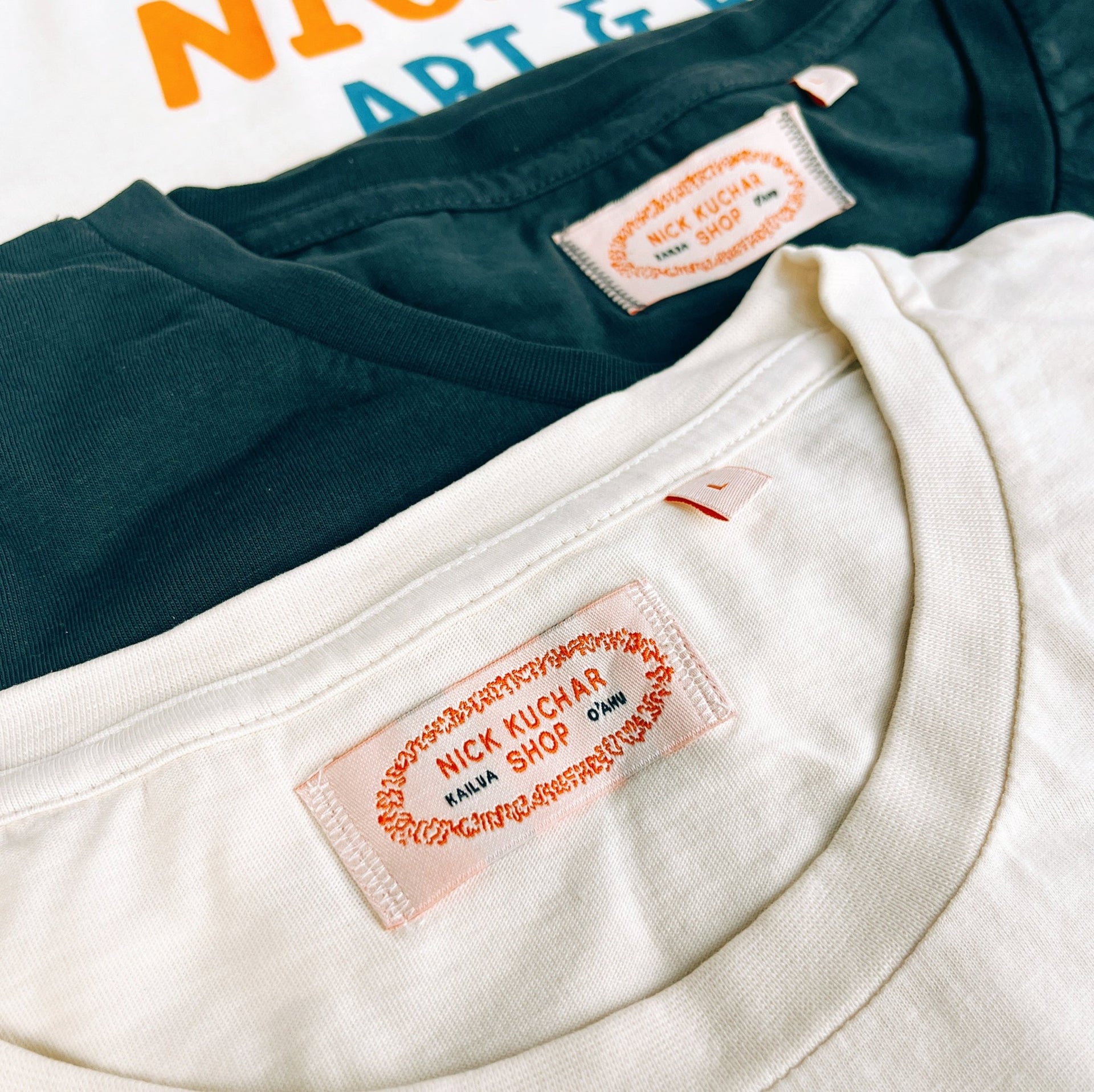 Kailua Hawaii Nick Kuchar Shop Tee Shirt with Sailing Canoe and Mokulua Islands