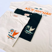 Kailua Hawaii Nick Kuchar Shop Tee Shirt with Sailing Canoe and Mokulua Islands