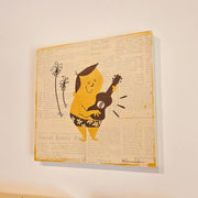 child playing ukulele art original by nick kuchar yellow