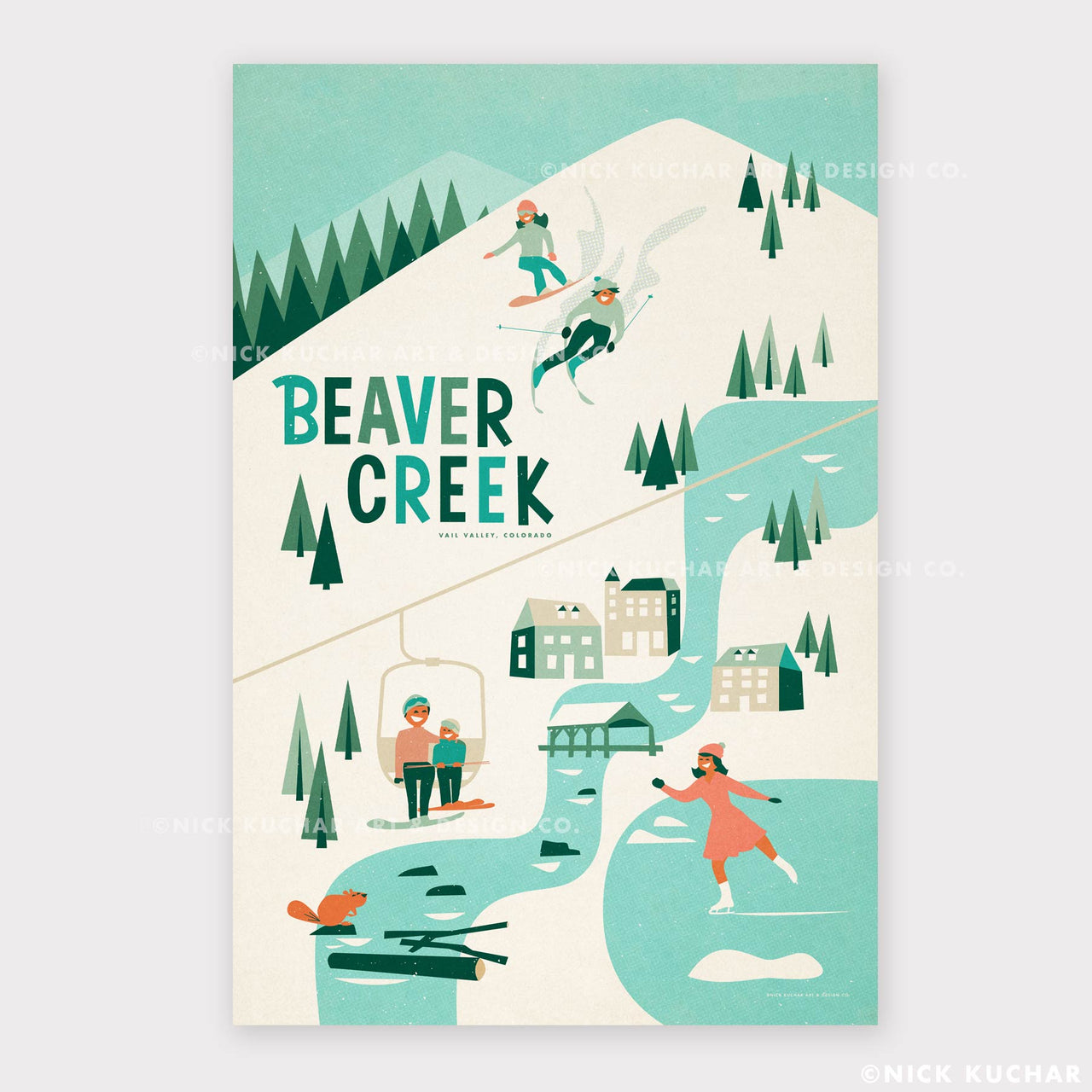 Beaver Creek Colorado Retro Travel Print