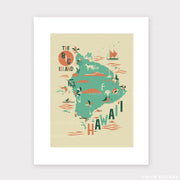 Big Island Hawaii Map Matted Screen Print