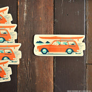 Hawaii Retro Surf Art Canoe & Paddle Sticker