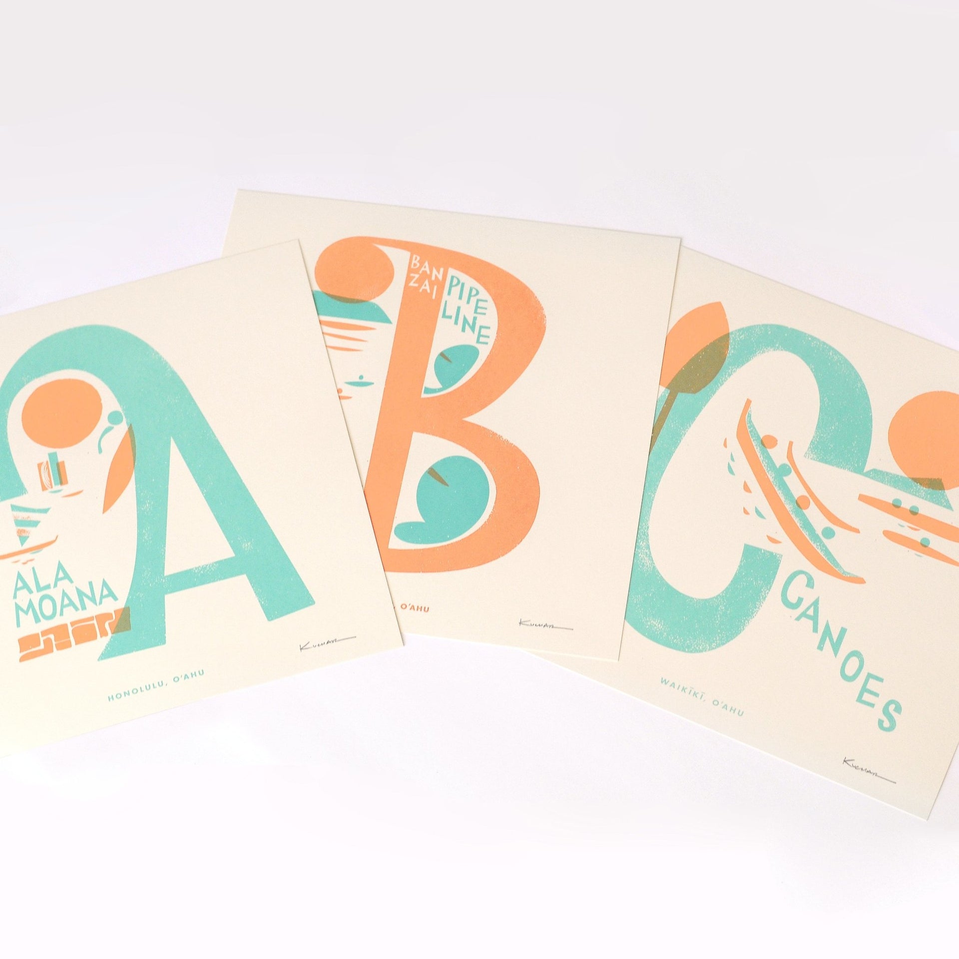 Nick Kuchar Surf Artist ABC Surf Alphabet Series Screen Print