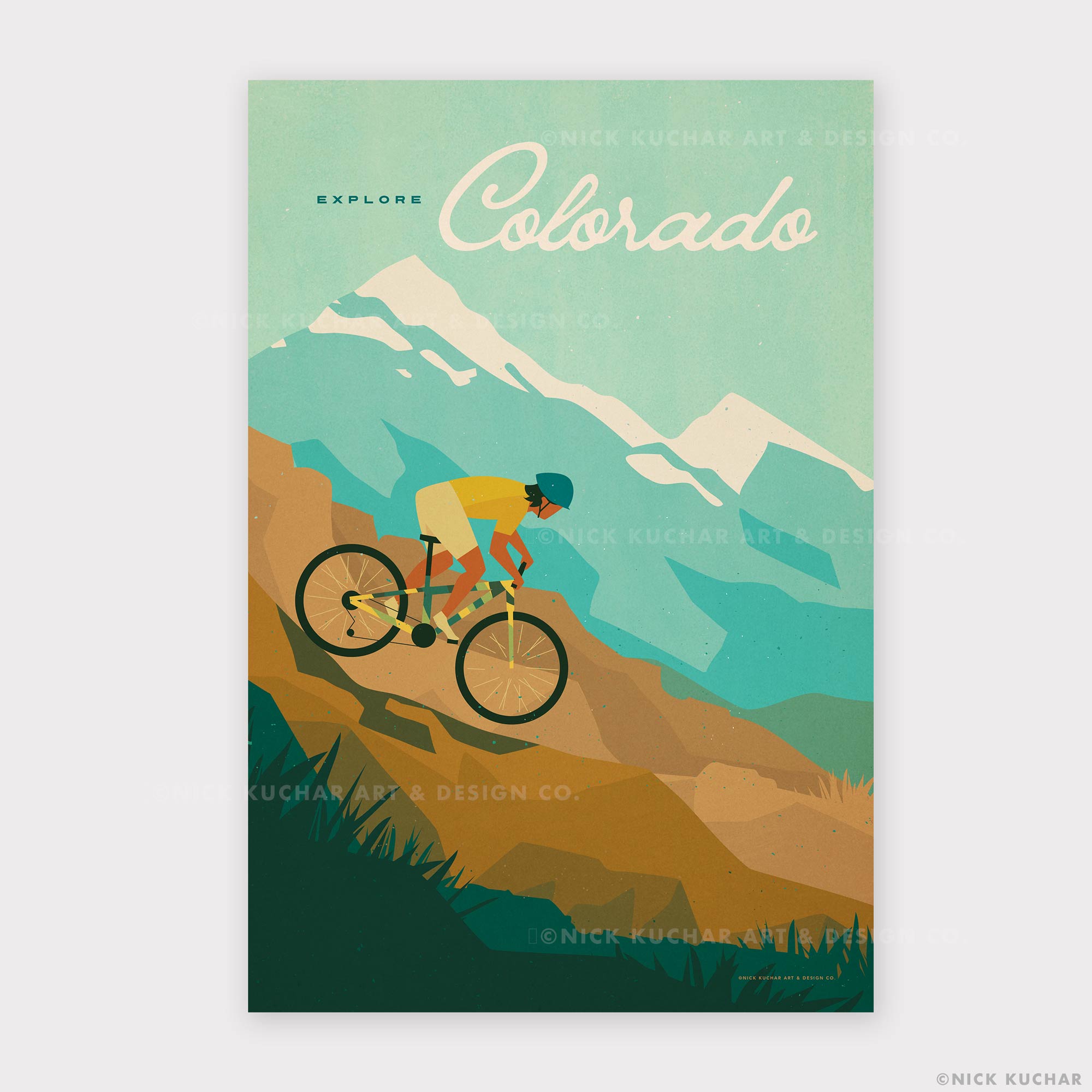 Explore Colorado mountain biking - 12x18 Travel Poster Print