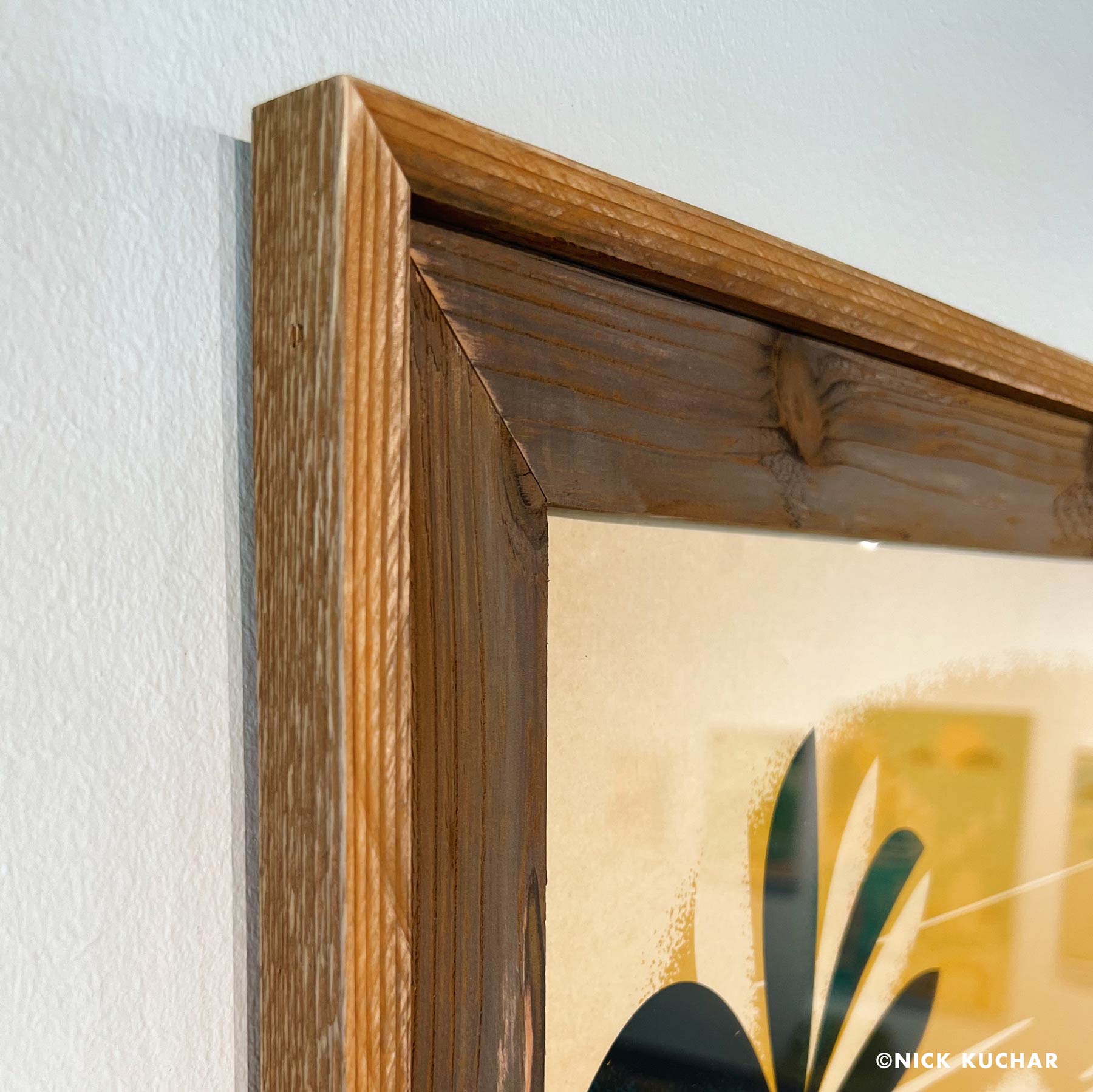 Fine art giclee print barnwood handmade frame diamond head Oahu by Nick Kuchar
