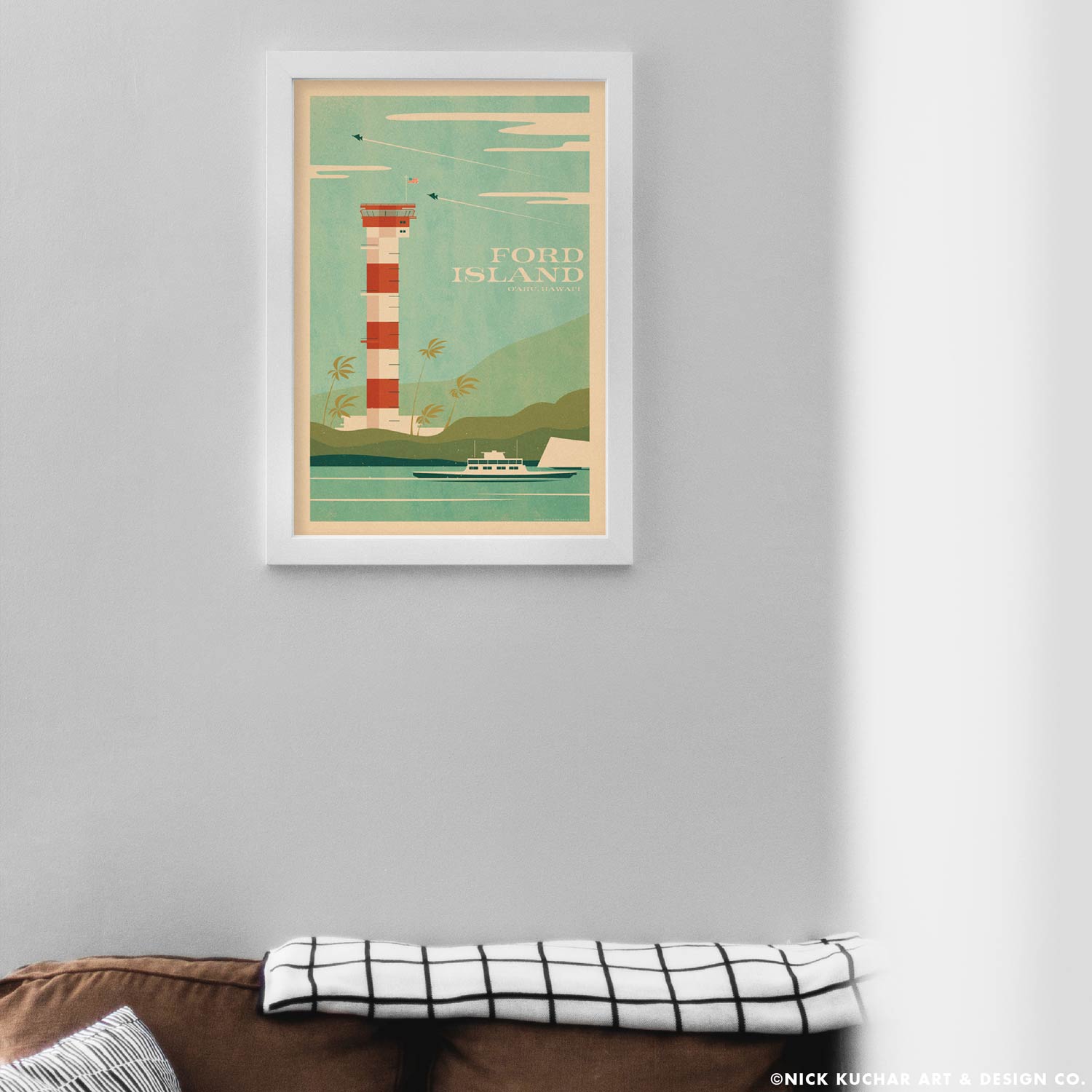 Ford Island Oahu Retro Hawaii Travel Print