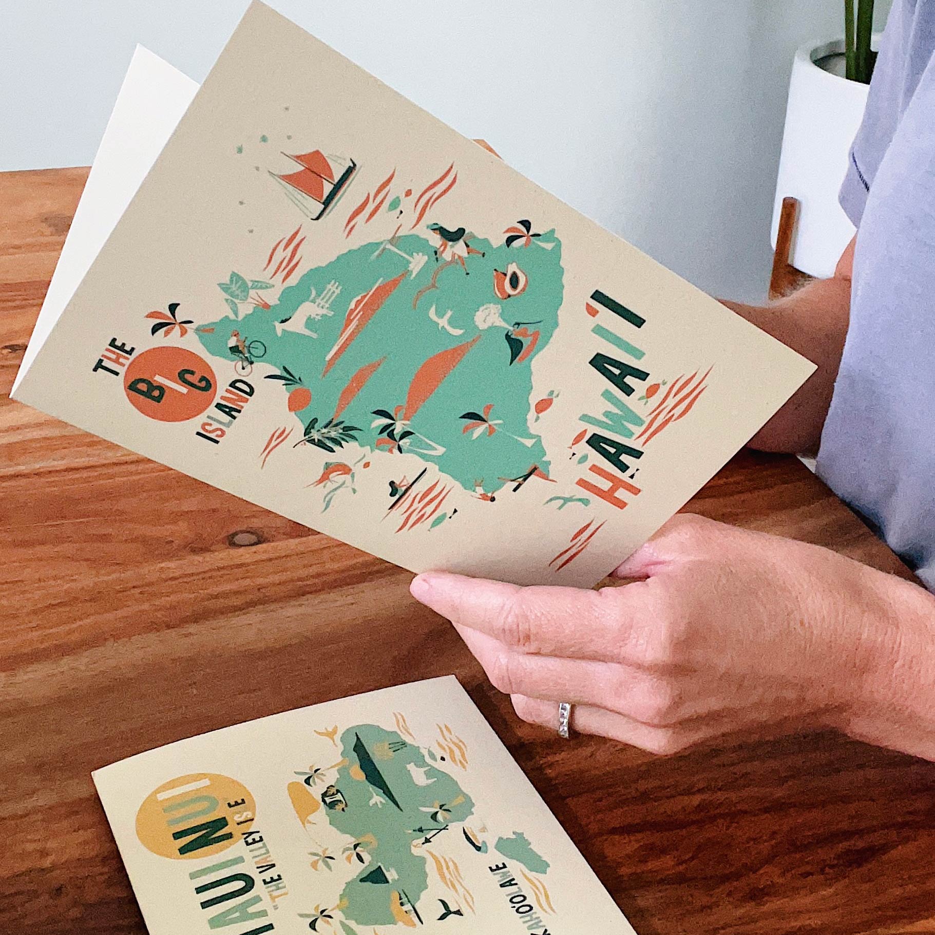 Greeting Card Hawaiian Island Maps Maui Big Island Oahu Kauai
