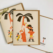 Mele Kalikimaka kids at palm tree Hawaii Christmas Holiday Cards - Nick Kuchar Shop