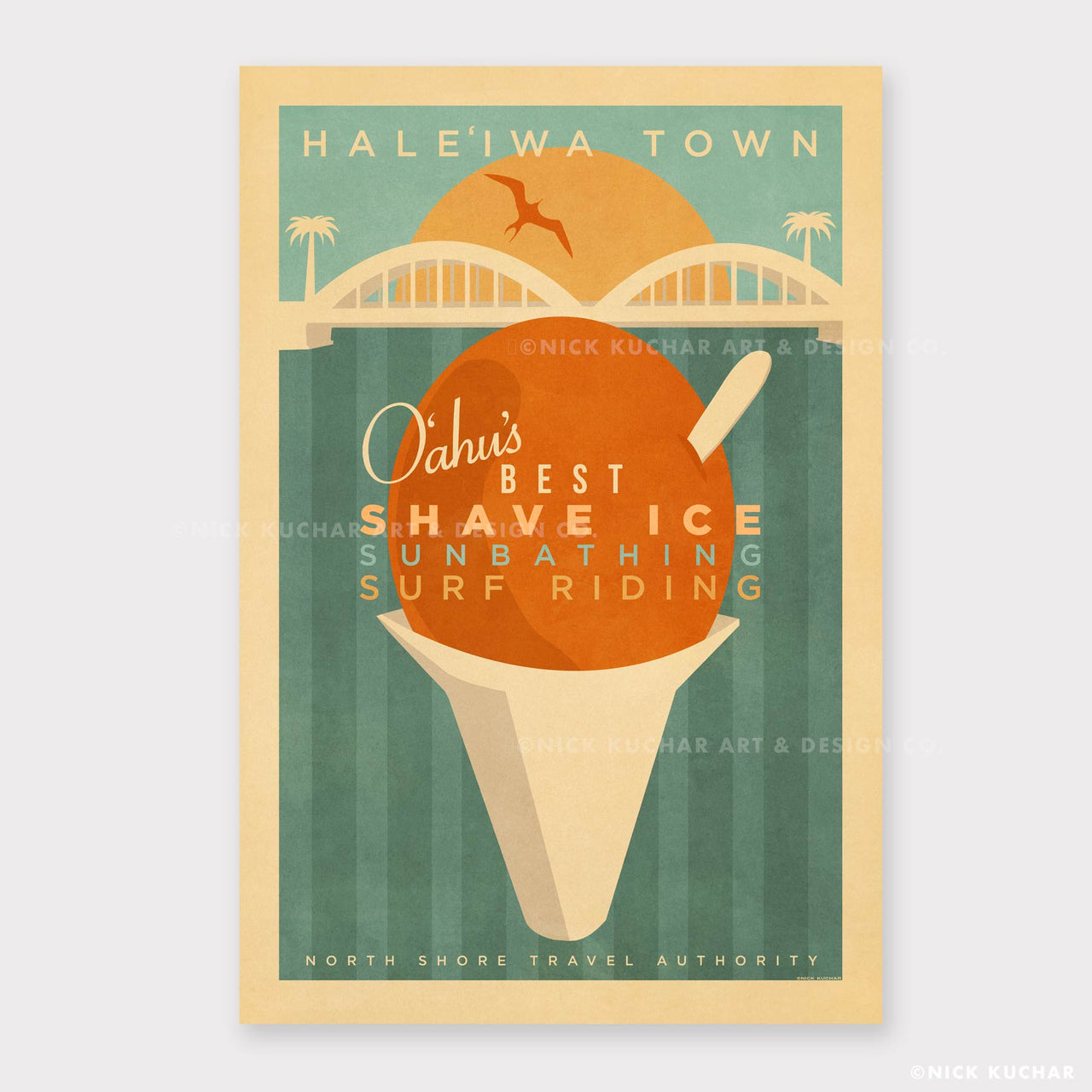 Haleiwa Town Shave Ice Retro Hawaii Travel Print