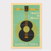 hanalei kauai retro hawaii travel print poster