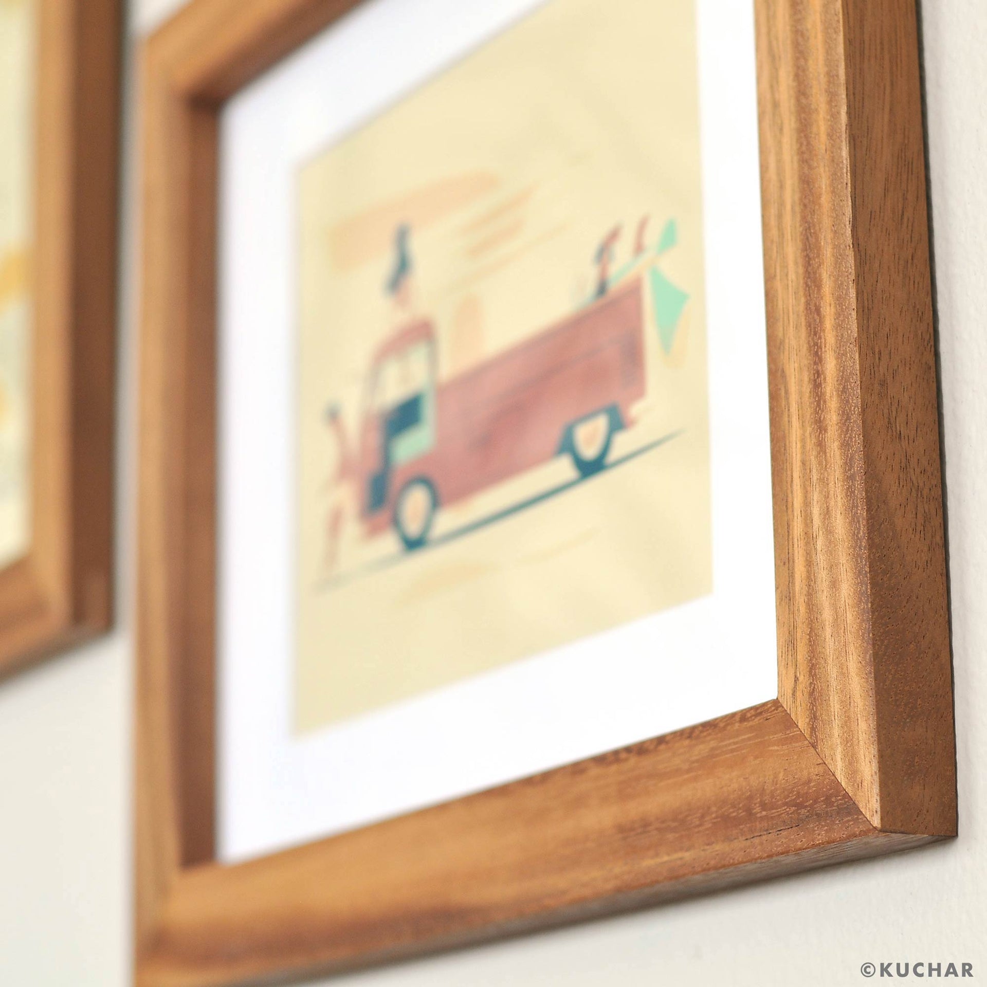 Monkeypod handmade frame van matted print Print by Nick Kuchar