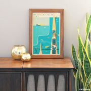 Monkeypod handmade frame Waimanalo Bay Oahu Print by Nick Kuchar