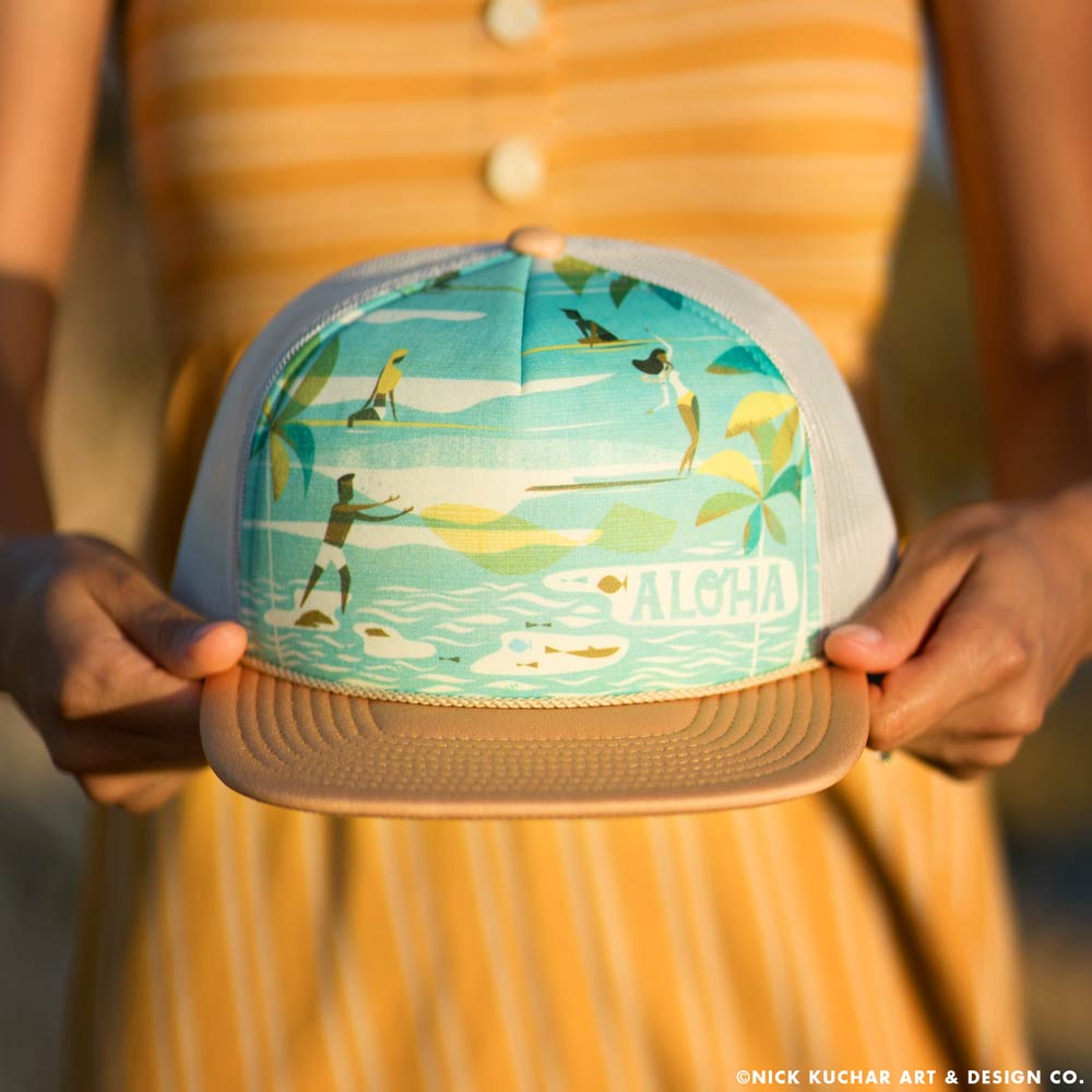 Holoholo foam trucker hat surf sunset yellow