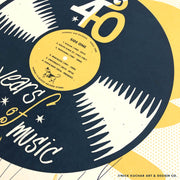 Hungry Ear records vinyl 40th anniversary limited edition screen print by Nick Kuchar