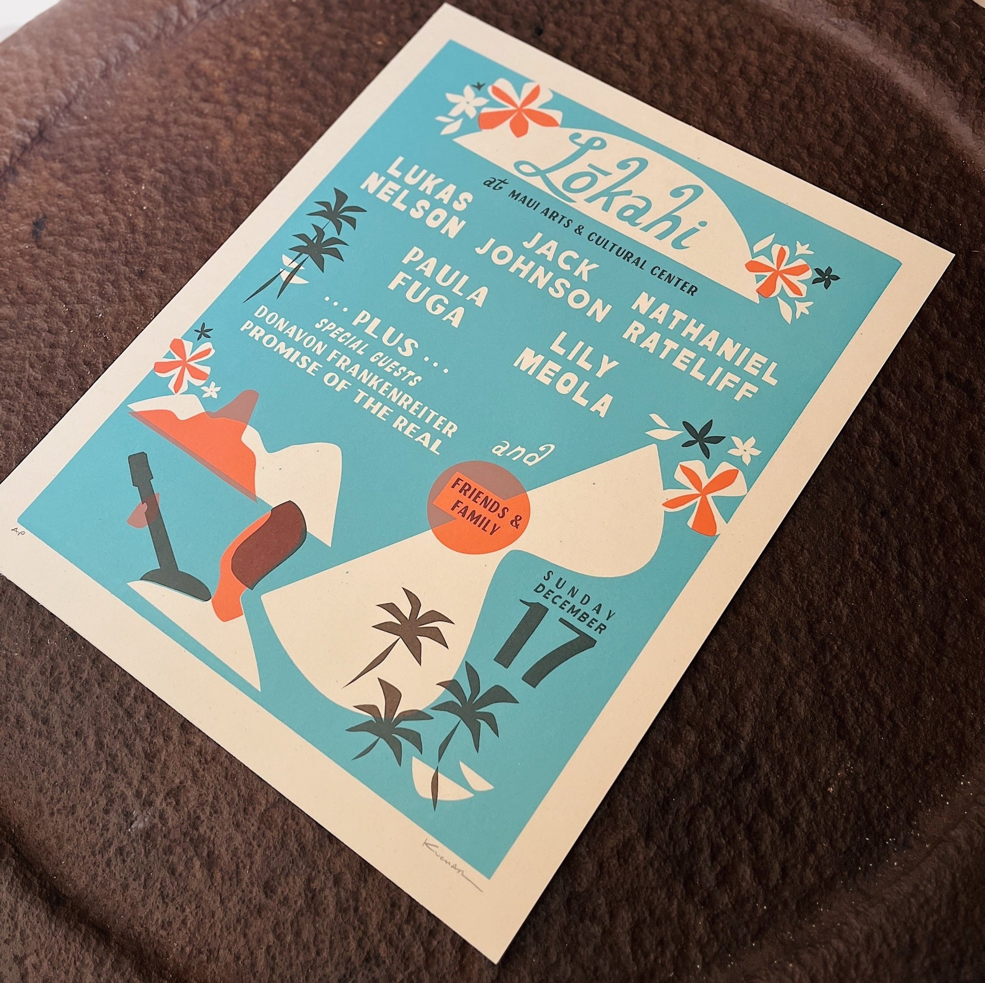 Mid century modern screen printed Maui concert poster - 18x24 - Nick Kuchar Shop