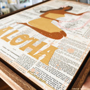 Make Lei original mixed media painting handmade monkeypod floating frame by Nick Kuchar