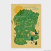 Manoa Valley Oahu Retro Travel Print