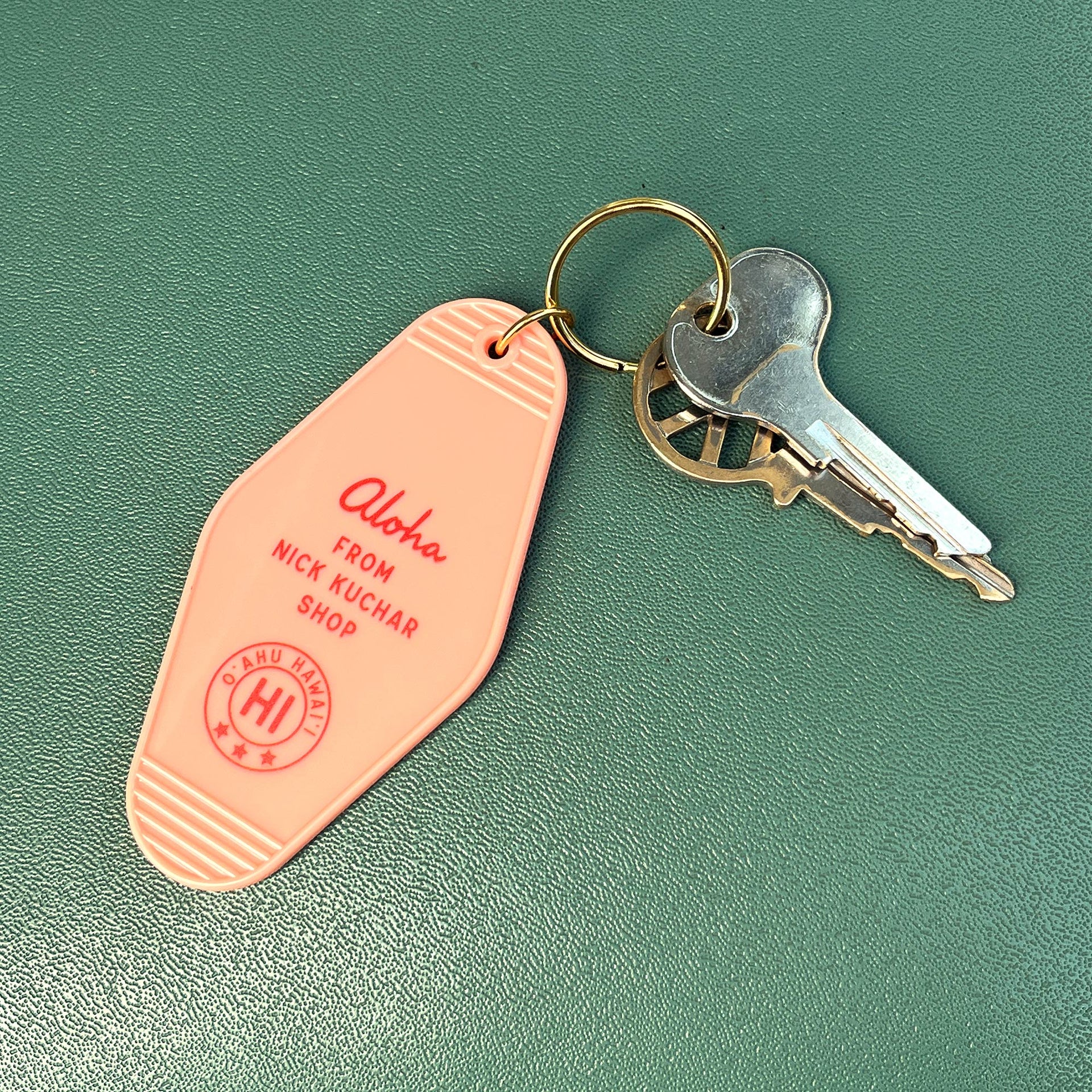 Meet me in Waikiki Hawaii vintage keychain pink by Nick Kuchar