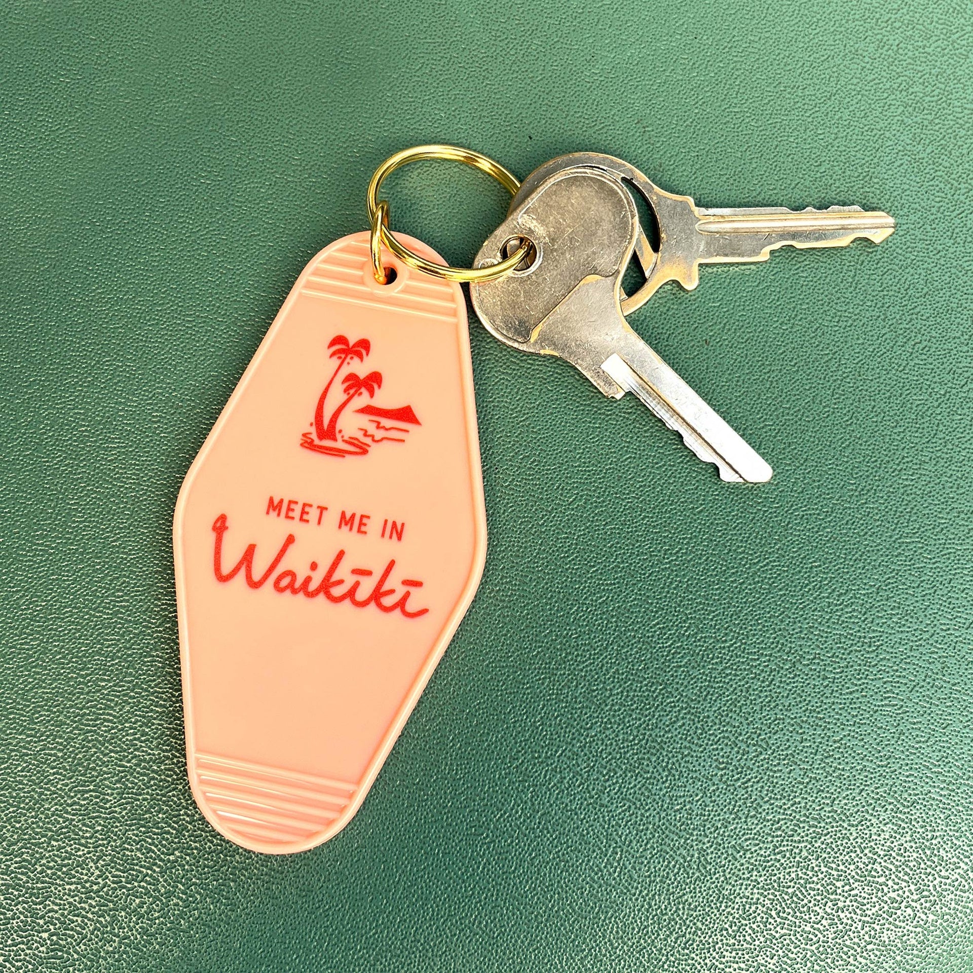 Meet me in Waikiki Hawaii vintage keychain pink by Nick Kuchar