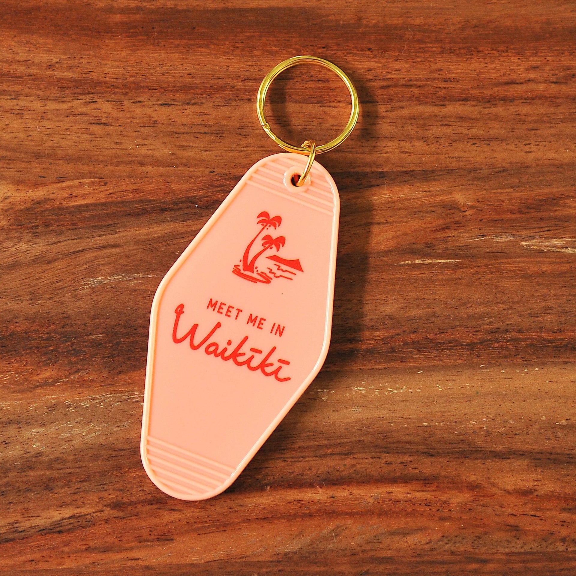 Meet me in Waikiki Hawaii vintage keychain pink by Nick Kuchar
