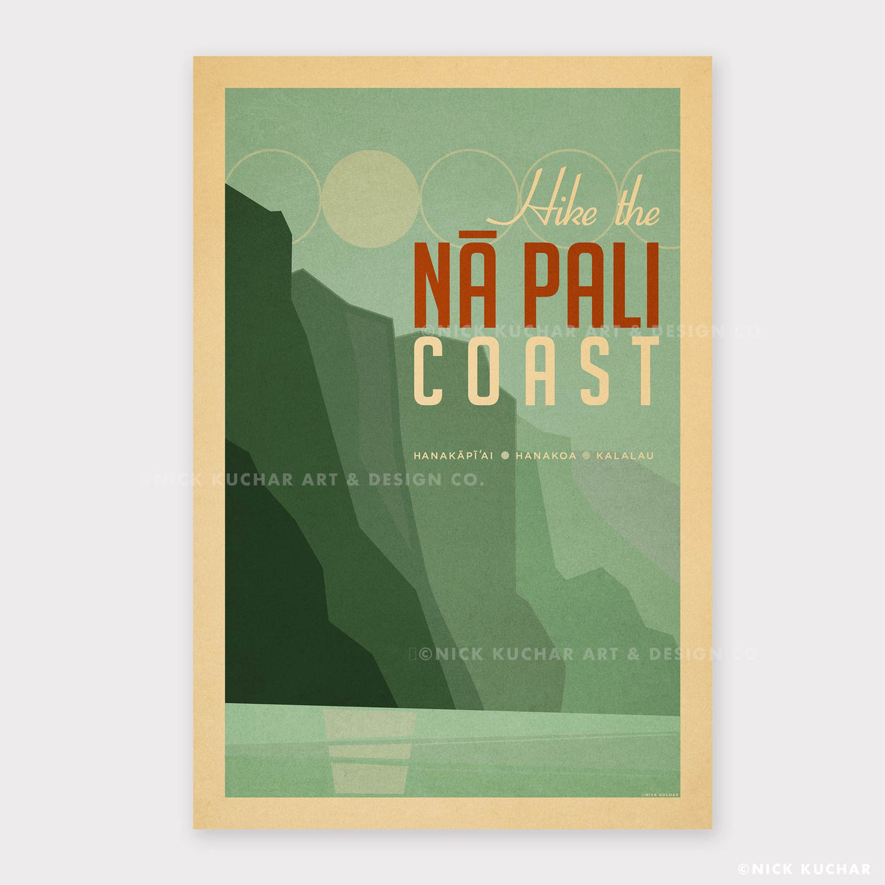 Na Pali Coast Kauai Retro Travel Print