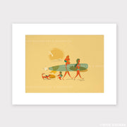 Ohana Family Surf Hawaii Matted Print