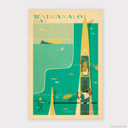 Waimanalo Bay Oahu Retro Hawaii Travel Print