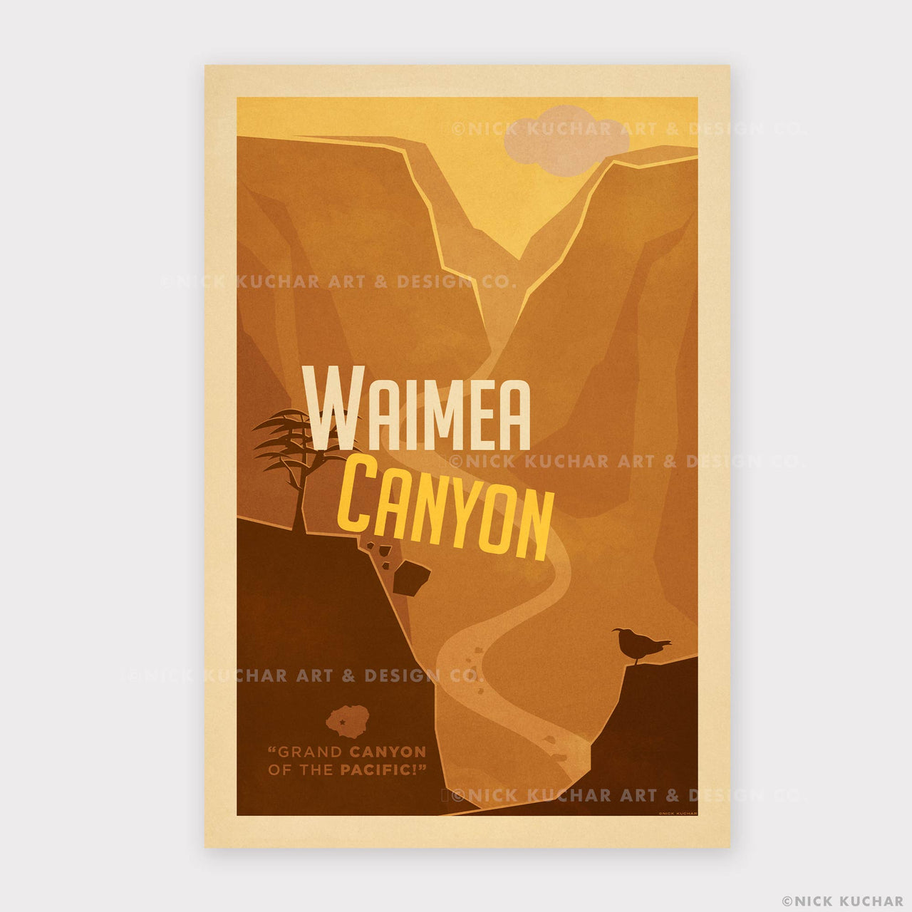 Waimea Canyon Kauai Retro Hawaii Travel Print