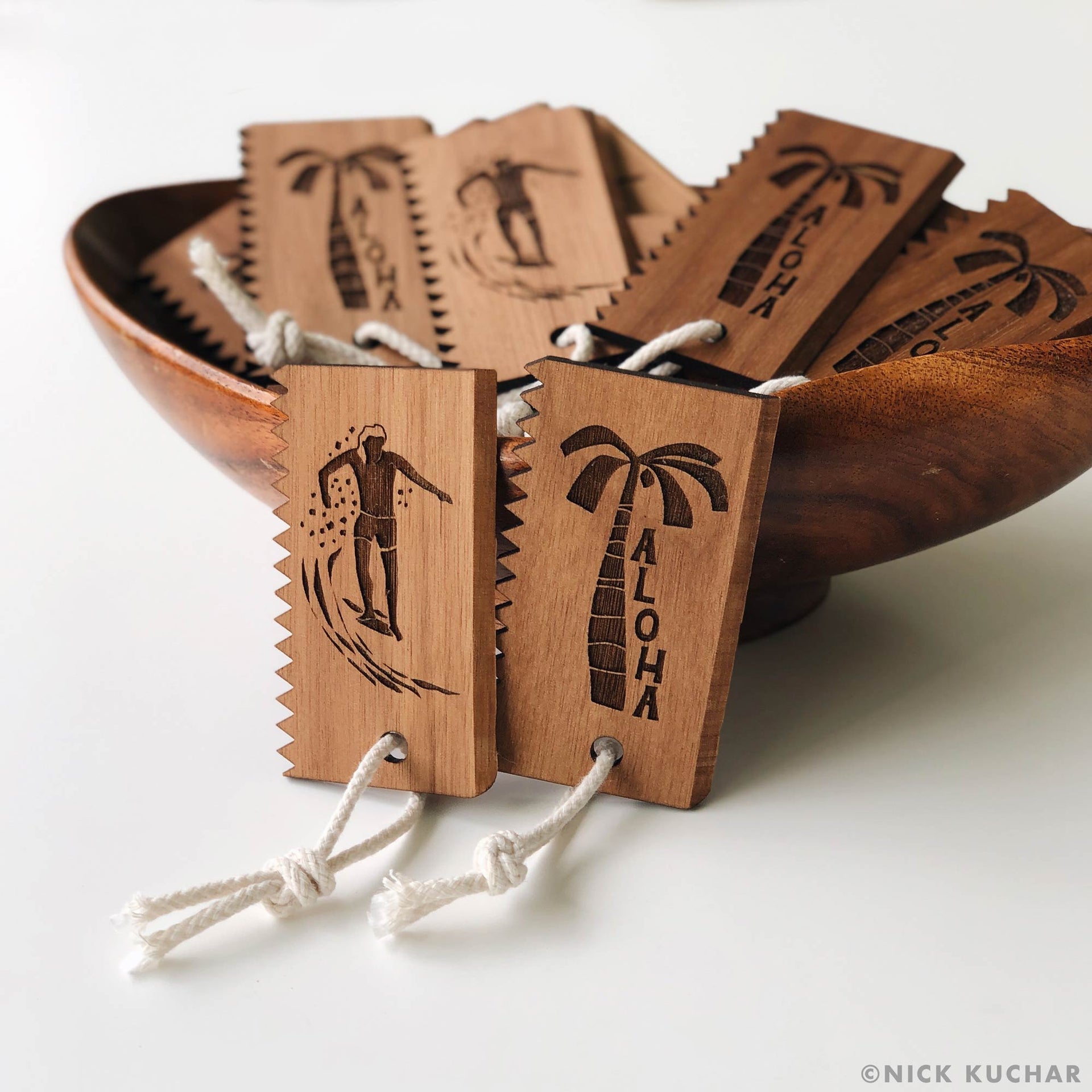 Wood surf wax comb palm tree Hawaii biodegradable cotton cord