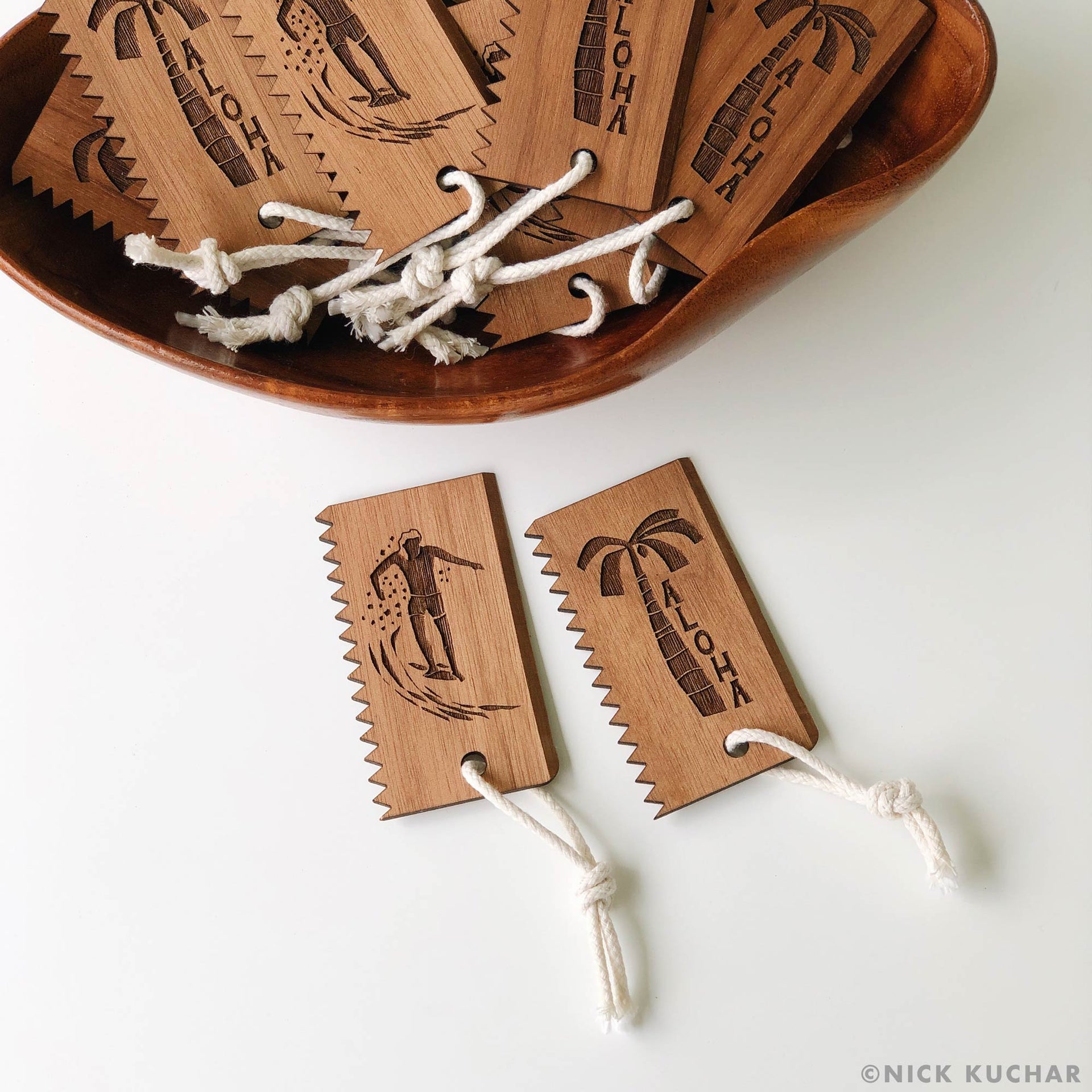 Wood surf wax comb palm tree Hawaii biodegradable cotton cord