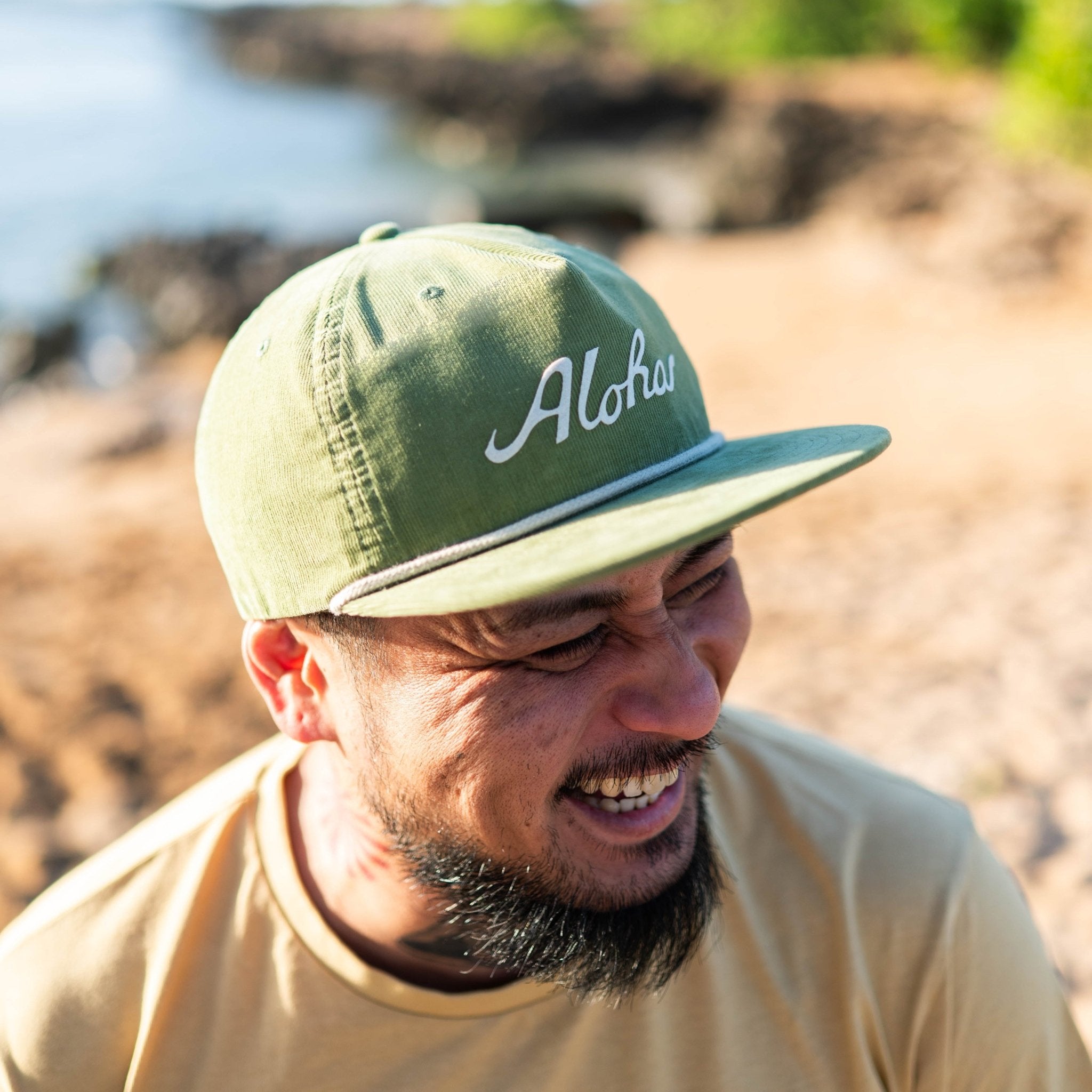 Aloha Felt - Black and Green Corduroy Snapback Hat