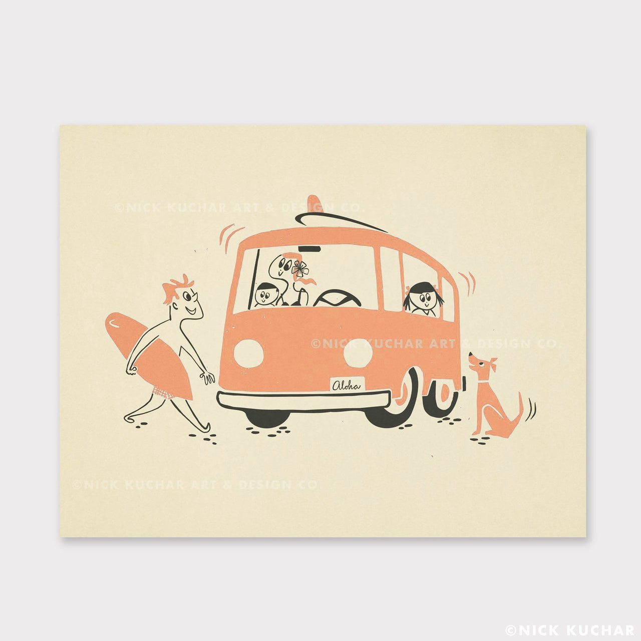 Beach Day - 11x14 Limited Edition Screen Print - Peachy Pink Color