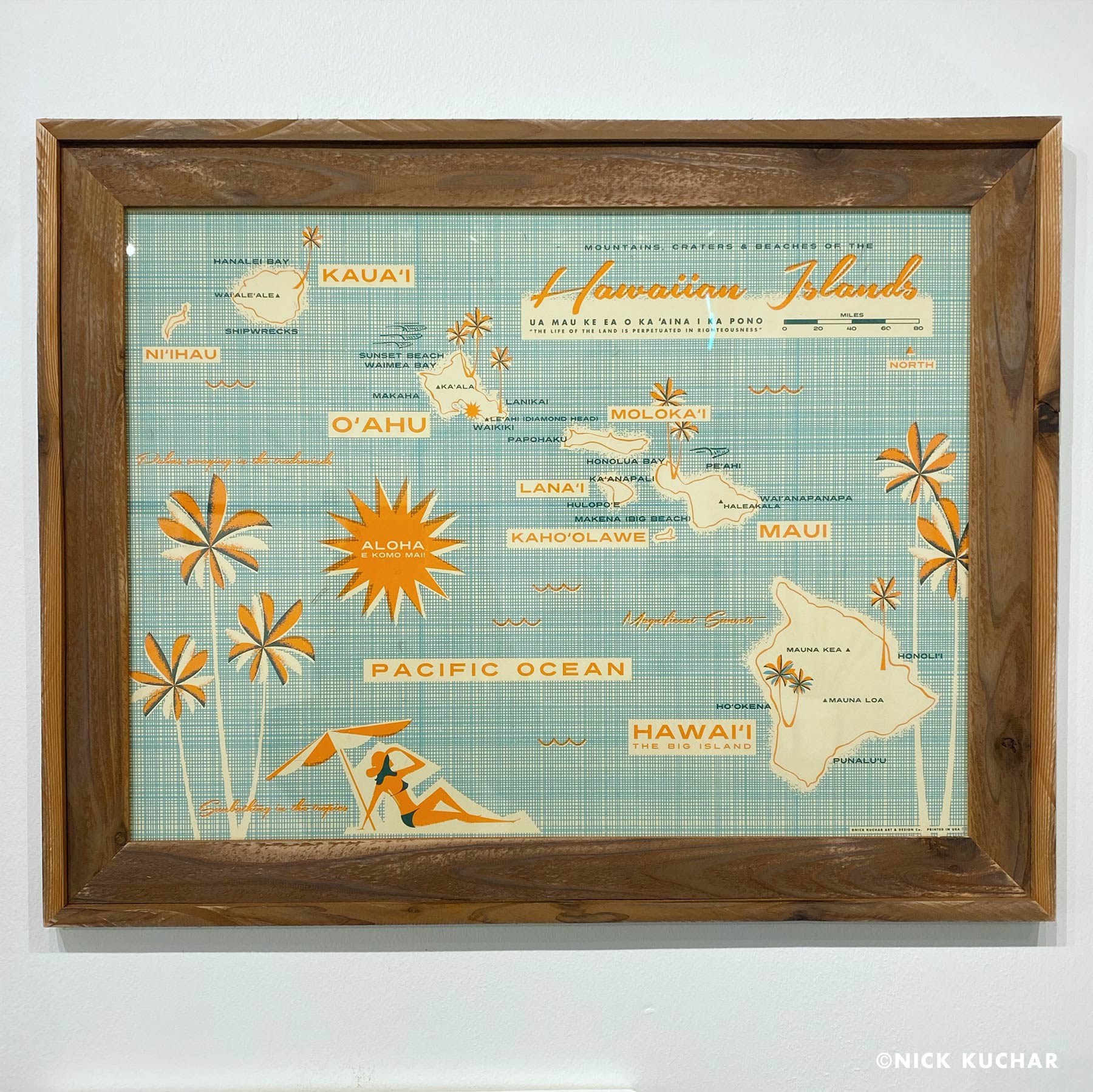 Mid century modern screen printed map of the Hawaiian Islands - 18x24 - Nick Kuchar Shop