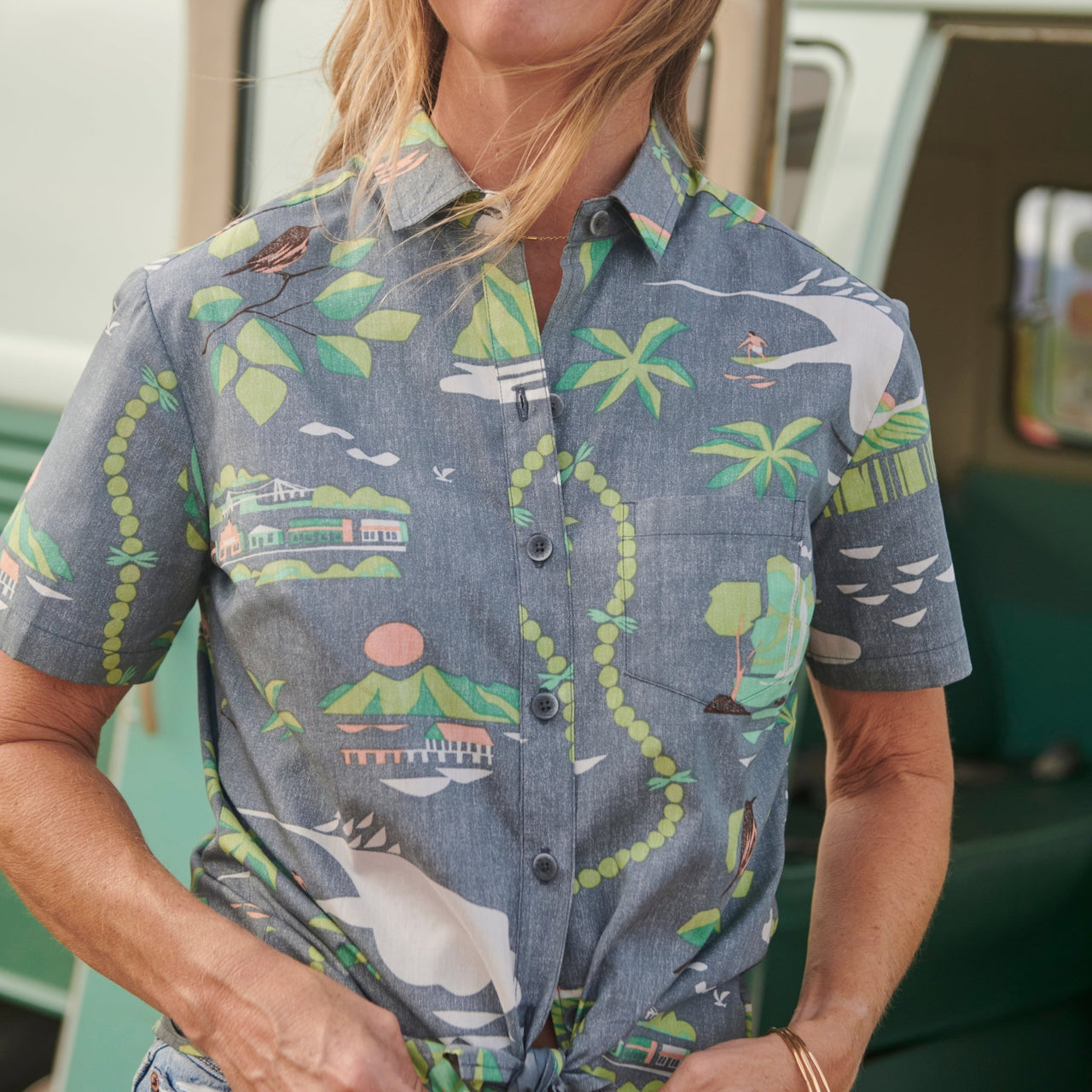 Kahala Shirts x Nick Kuchar - "Aloha Kauai" Women's Blouse *PreOrder*