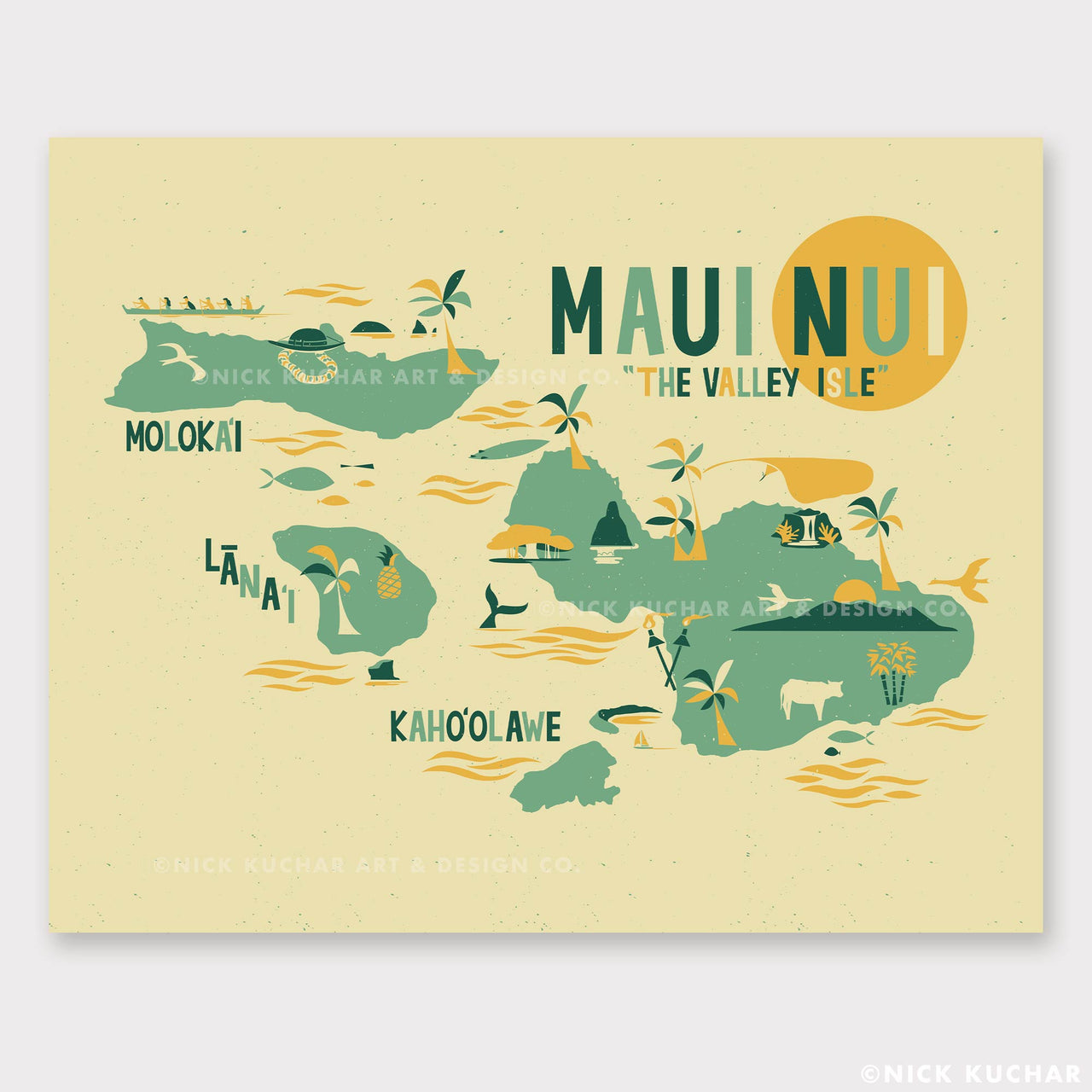 Maui Map - 16x20 Art Print