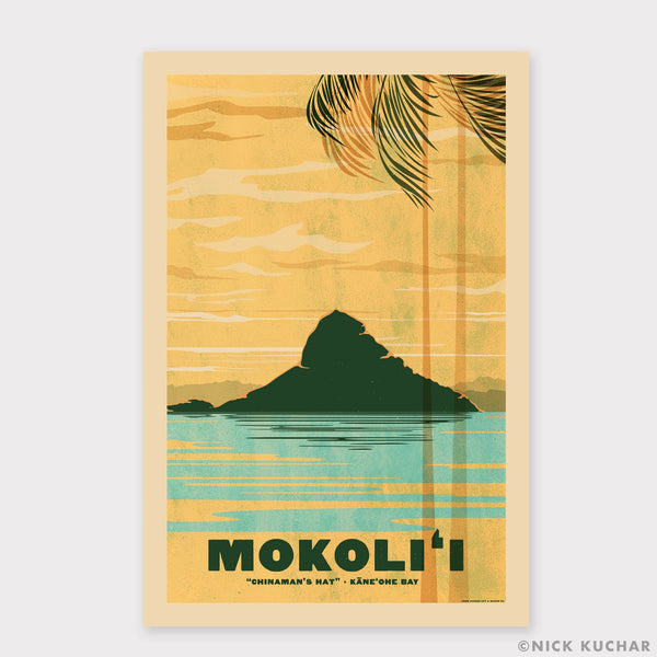 Chinaman's Hat Mokolii Retro Hawaii Poster Print