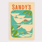 Sandy Beach Oahu 12x18 Retro Art Poster - Paper Print - Nick Kuchar Shop