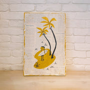 yellow and newspaper mixed media art original front view