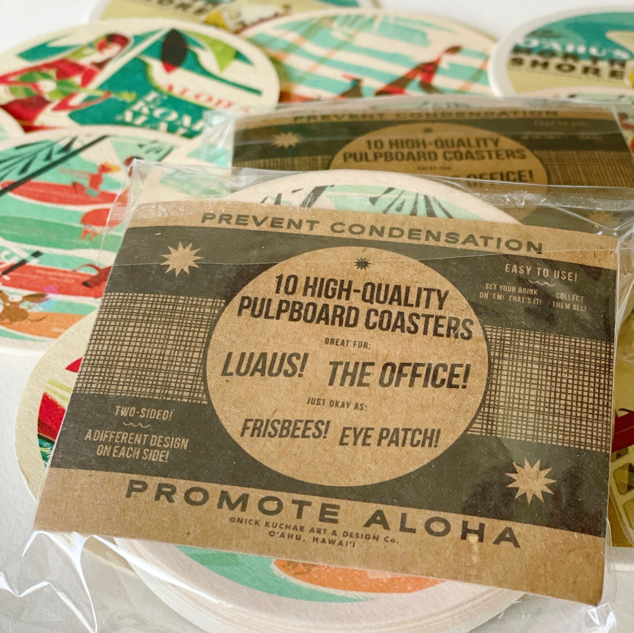 Hawaii Coaster Set - 10 Two Sided Pulpboard Coasters