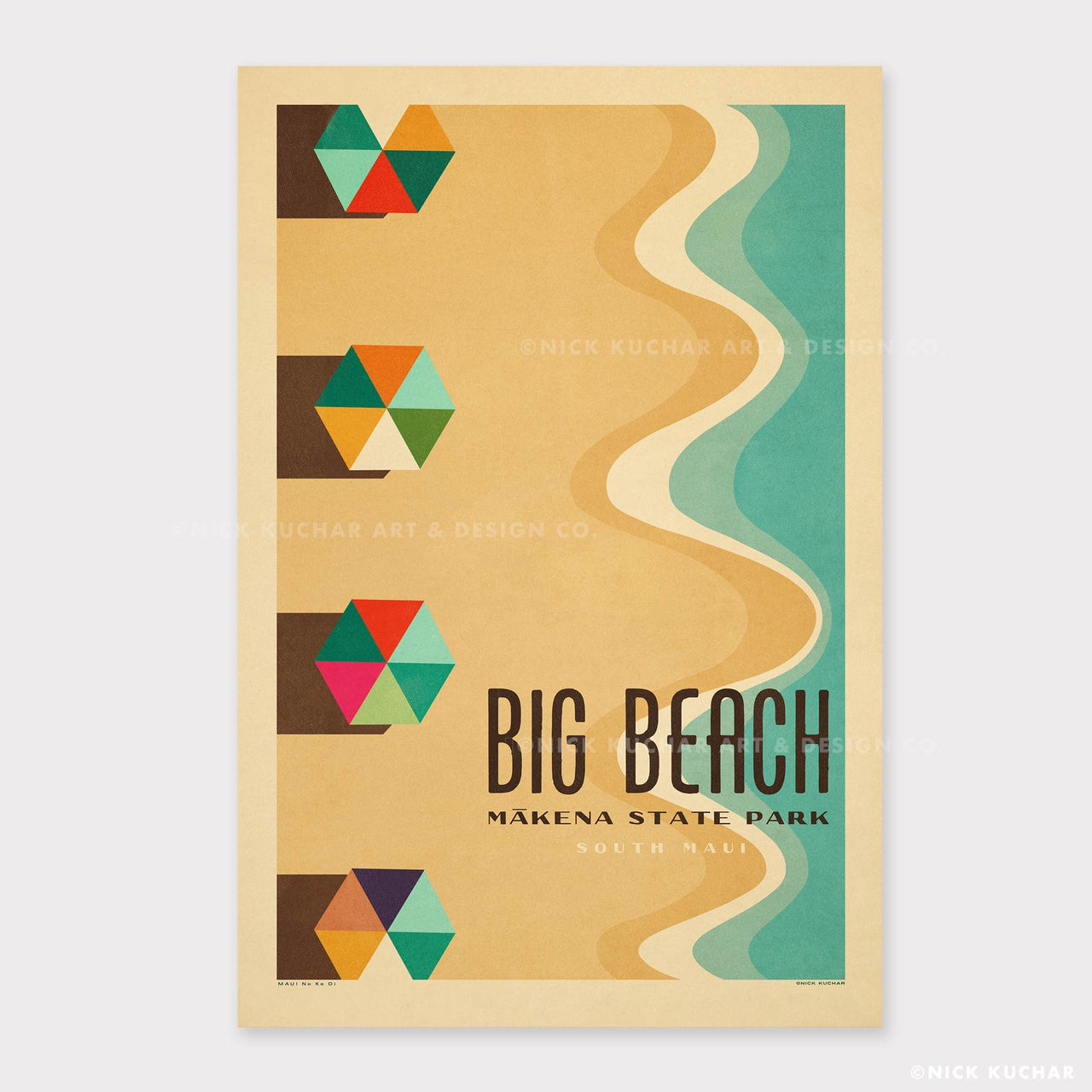 Big Beach Makena Maui Retro Hawaii Travel Print