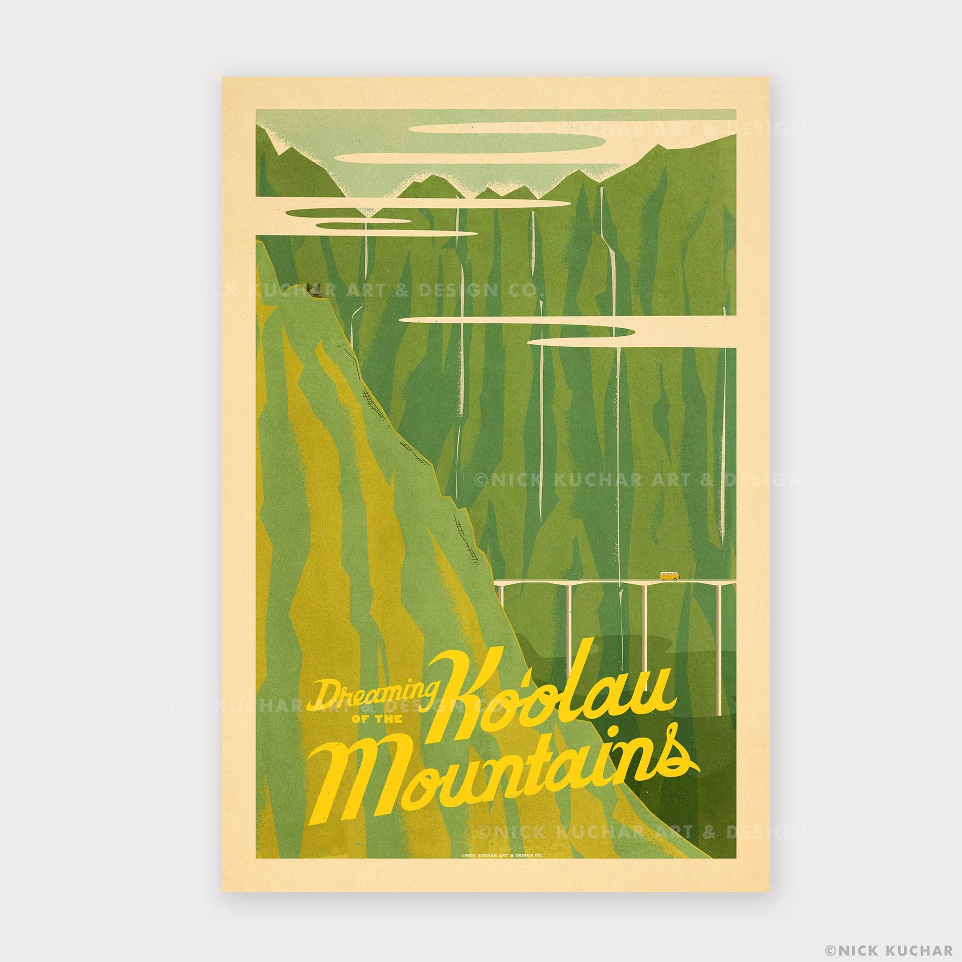 Dreaming of the Koolau Mountains Oahu Retro Hawaii Travel Print