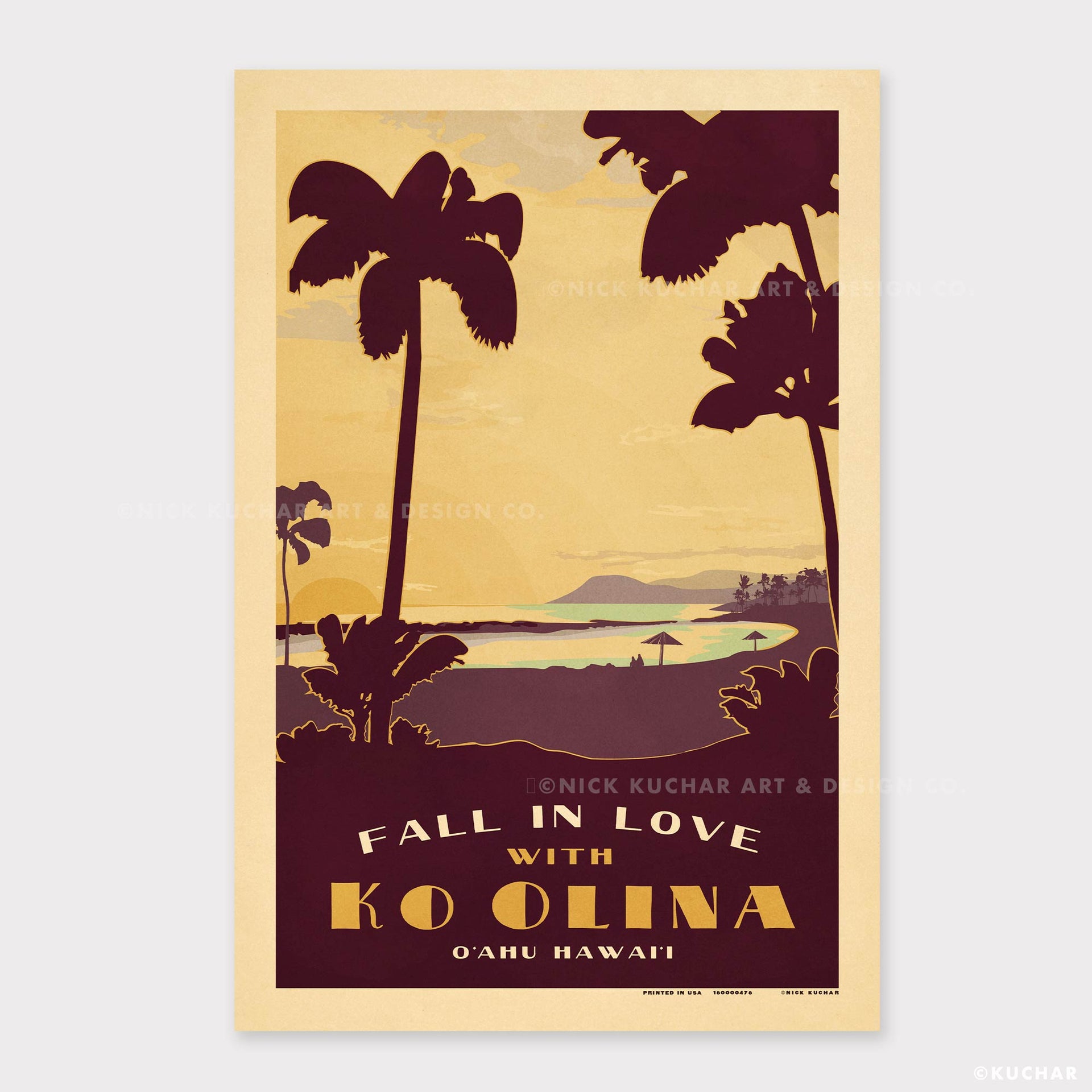 Ko Olina 12x18" Hawaii Retro Vintage Art Print - Nick Kuchar Shop