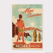 Haleakala Maui Sunrise Retro Hawaii Travel Print