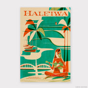 Haleiwa Wahine North Shore Oahu Retro Hawaii Travel Print