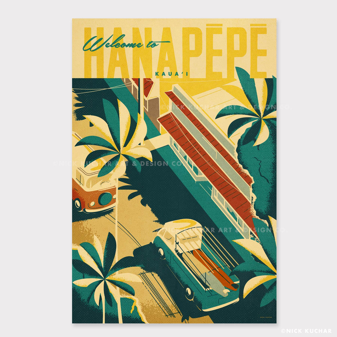hanapepe town travel poster print 12x18