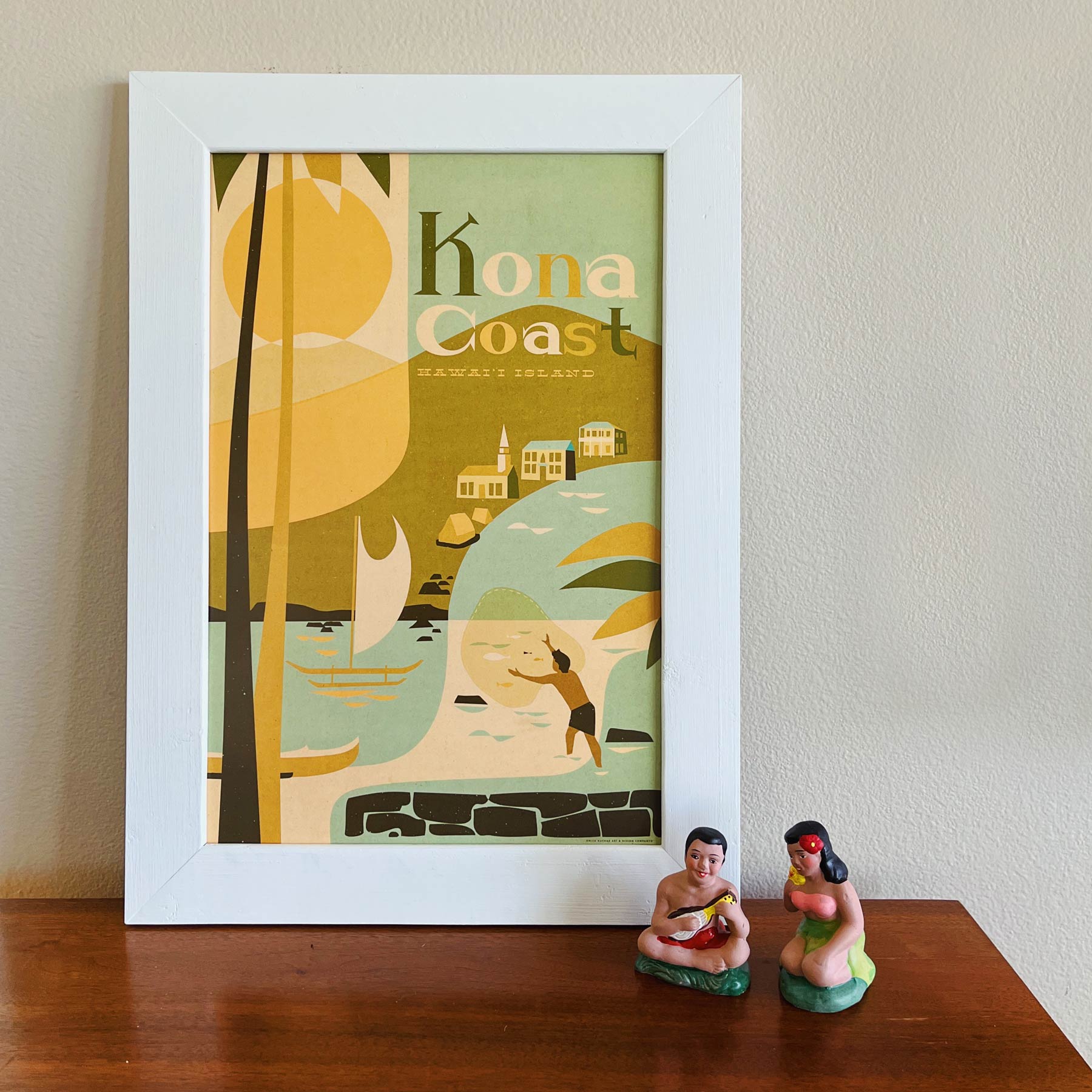 Modern white handmade frame Kona Coast Print by Nick Kuchar