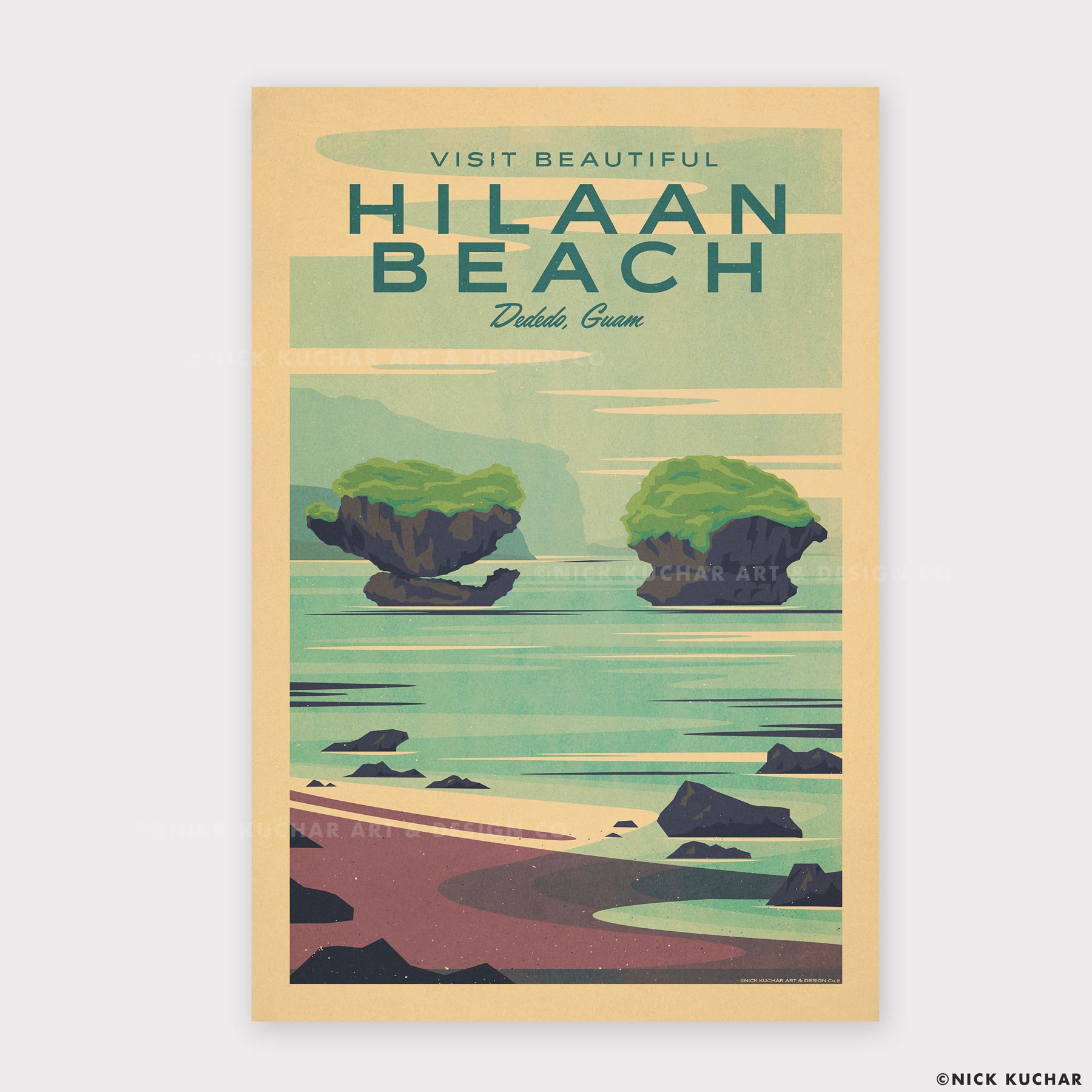 Hilaan Beach Guam Retro Travel Print