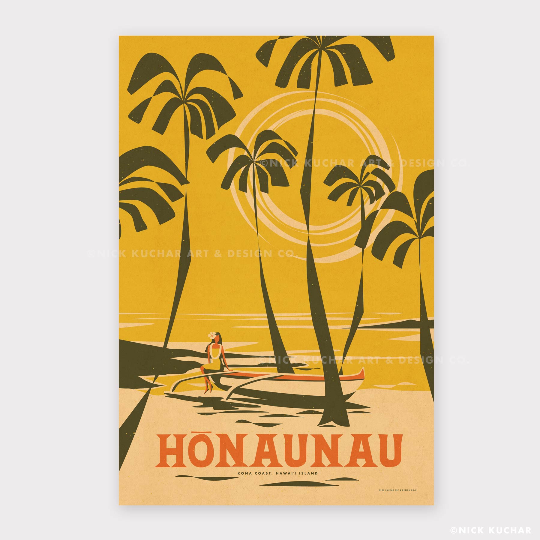 Honaunau Hawaii Island Retro Hawaii Travel Print
