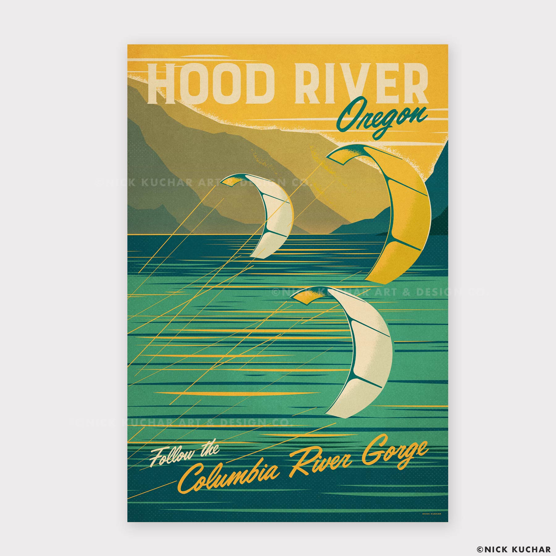 Hood River Oregon Retro Travel Print